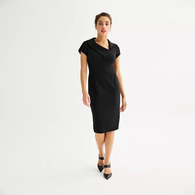 Womens Connected Apparel Asymmetrical Collar Sheath Dress Product Image