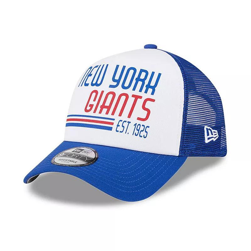 Mens New Era White New York Giants Stacked A-Frame Trucker 9FORTY Adjustable Hat - White Product Image