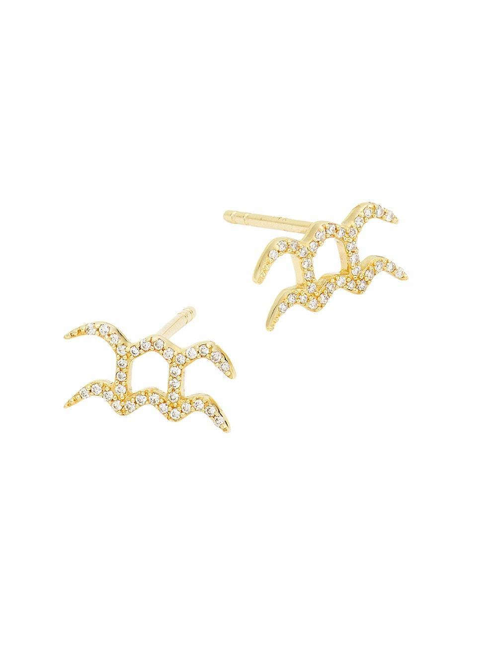 Womens 14K Yellow Gold & 0.07 TCW Diamond Zodiac Stud Earrings Product Image