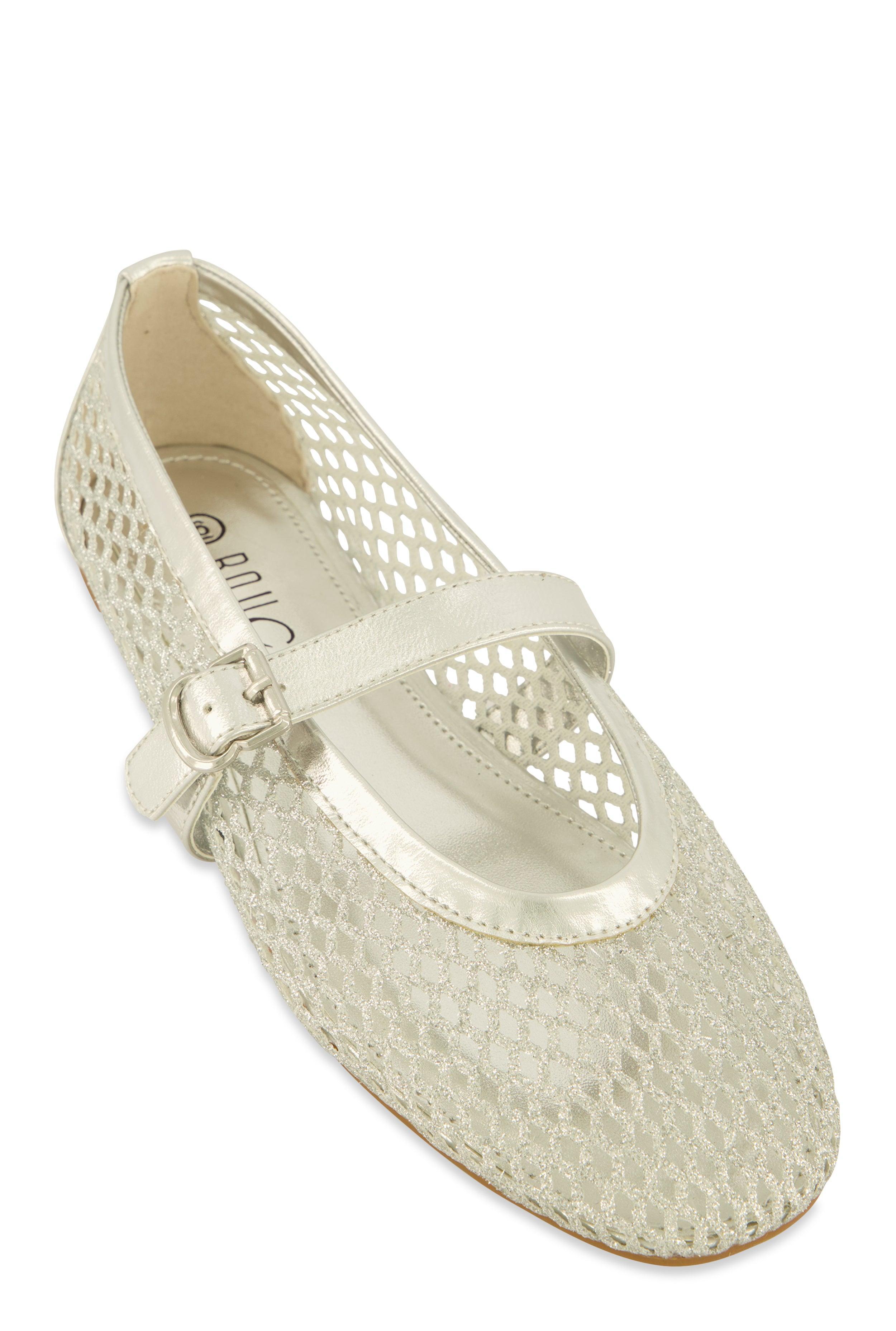 Womens Fishnet Mary Jane Flats Product Image