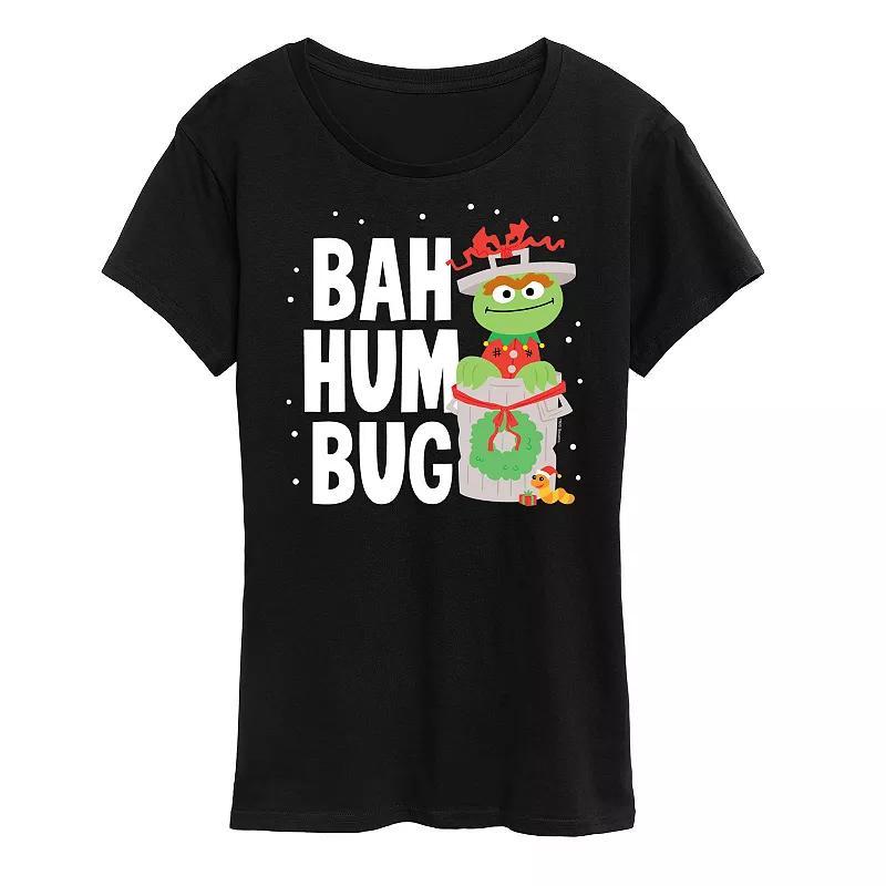 Womens Sesame Street Oscar Bah Humbug Graphic Tee, Girls Heather Grey Product Image