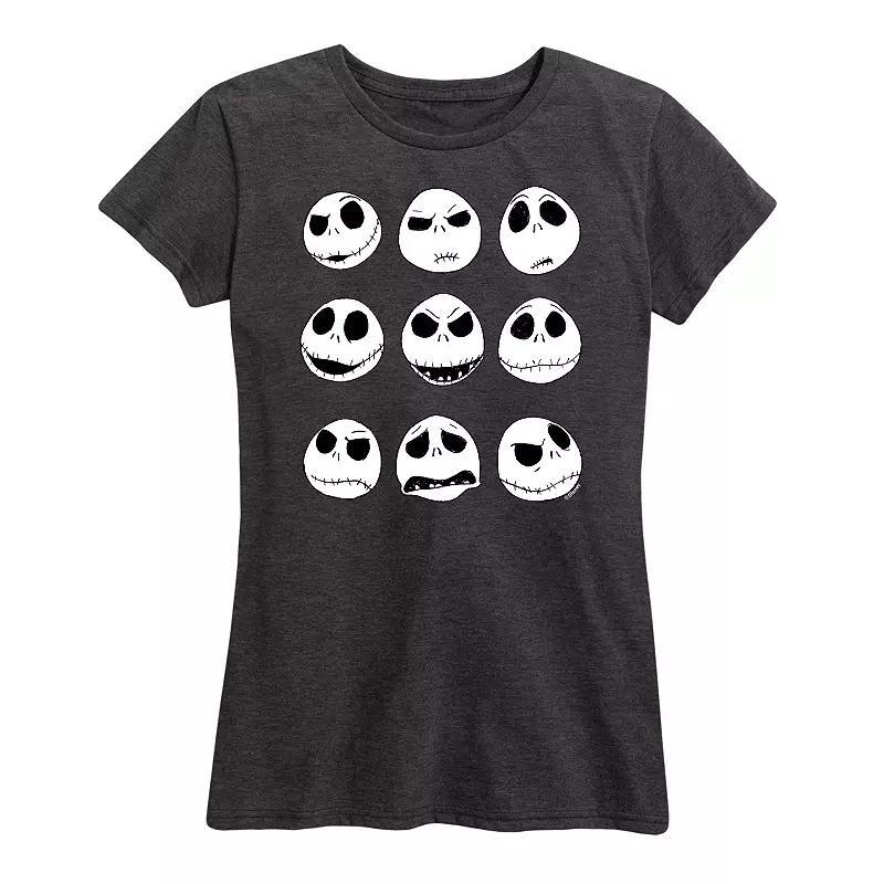 Disneys Nightmare Before Christmas Womens Jack Faces Graphic Tee, Girls Product Image