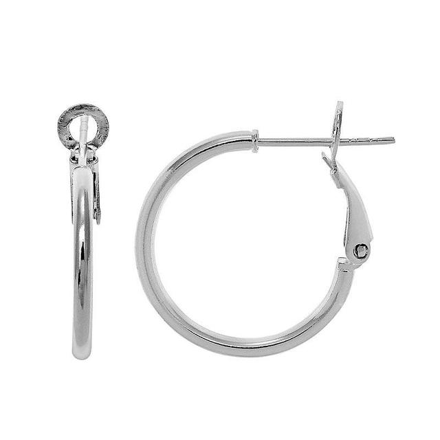 PRIMROSE Sterling Silver Polished Tube Hoop Earrings, Womens Grey Product Image