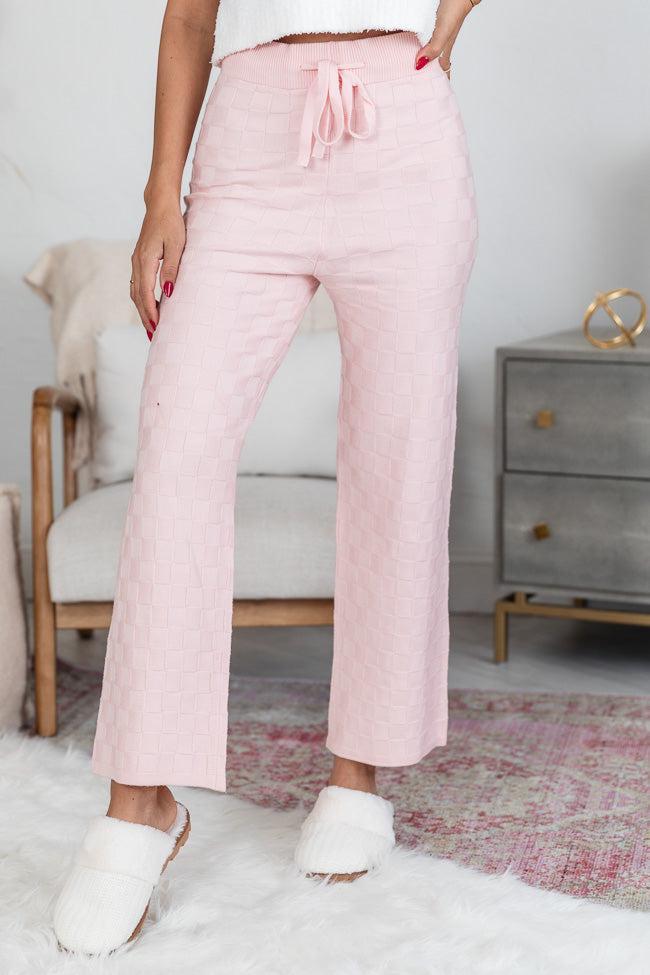 One Thing At A Time Pink Textured Checkered Lounge Pant FINAL SALE Product Image