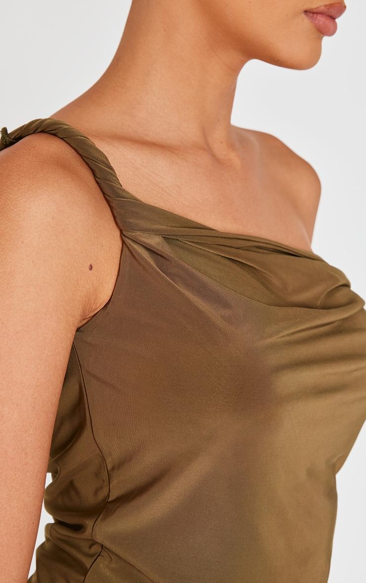 Olive Slinky Twist Arm Cowl Long Top Product Image