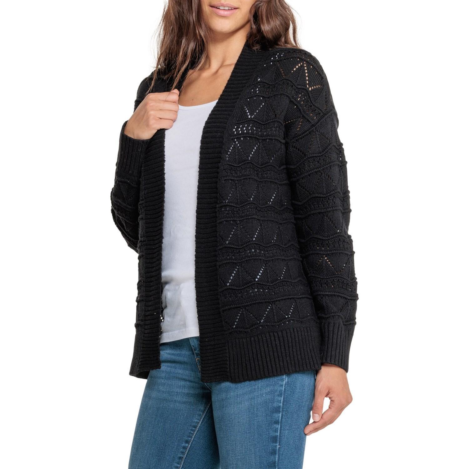 Frye Oversized Drop Shoulder Pointelle Knit Cardigan Sweater - Open Front Product Image