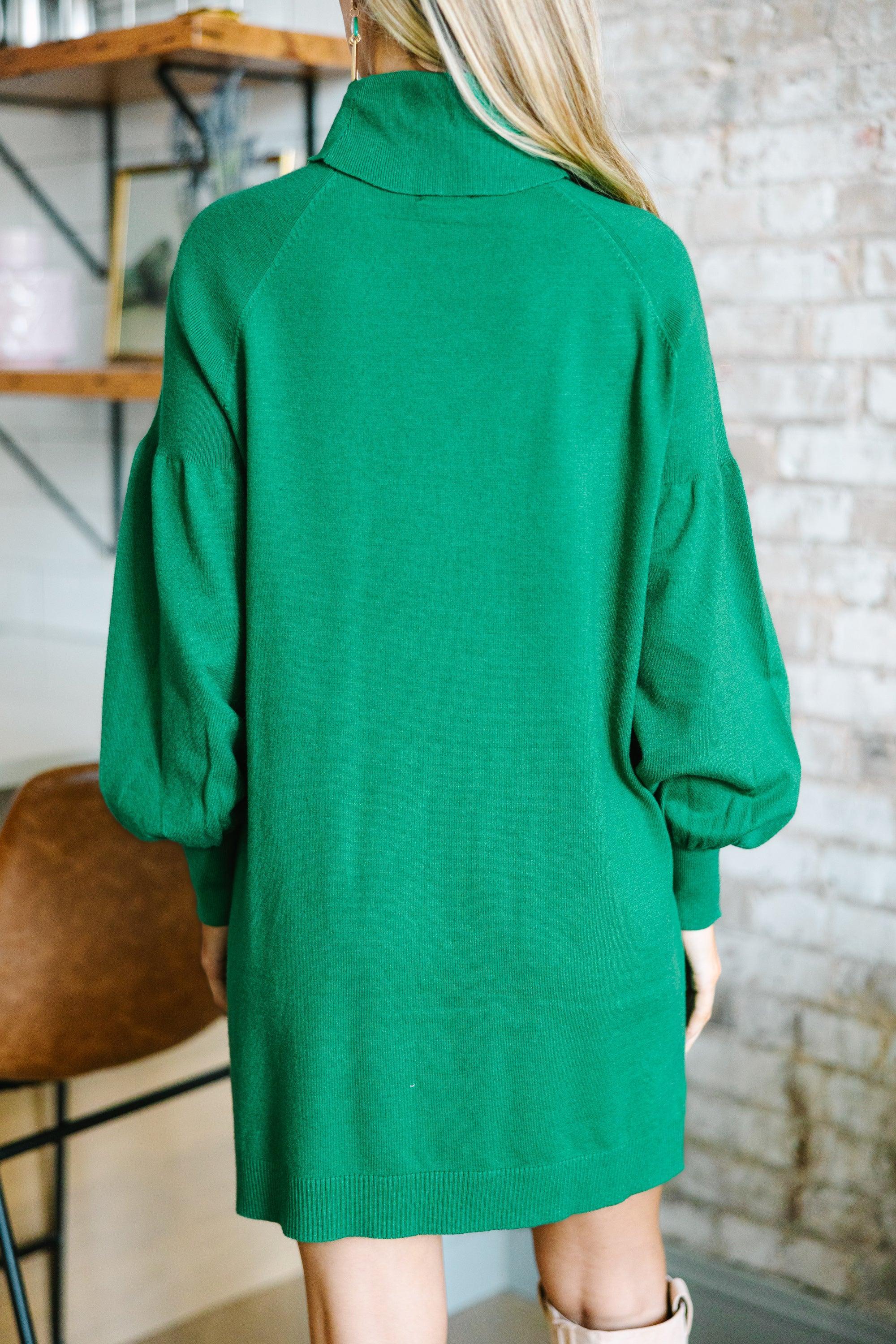 Wherever You Go Green Turtleneck Sweater Dress Female Product Image