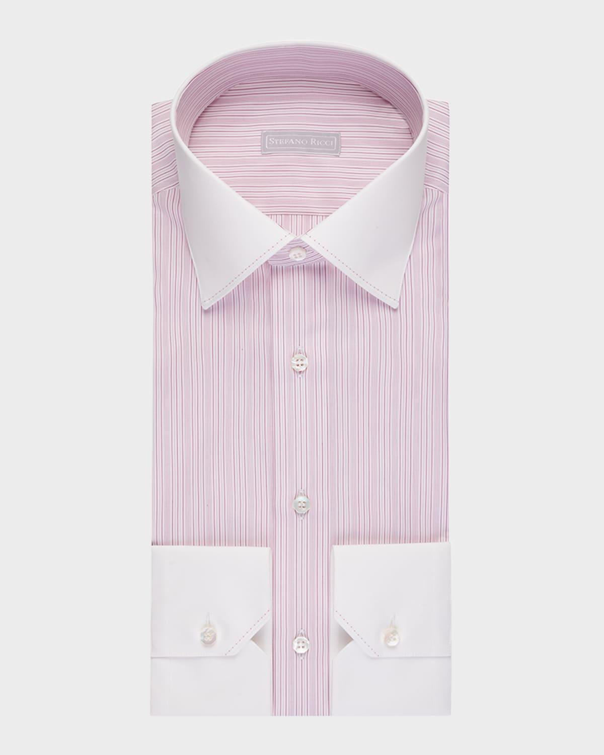 Mens Cotton Stripe Dress Shirt Product Image