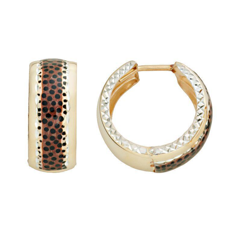 14k Gold-Bonded Sterling Silver Leopard Hoop Earrings, Womens, Multicolor Product Image