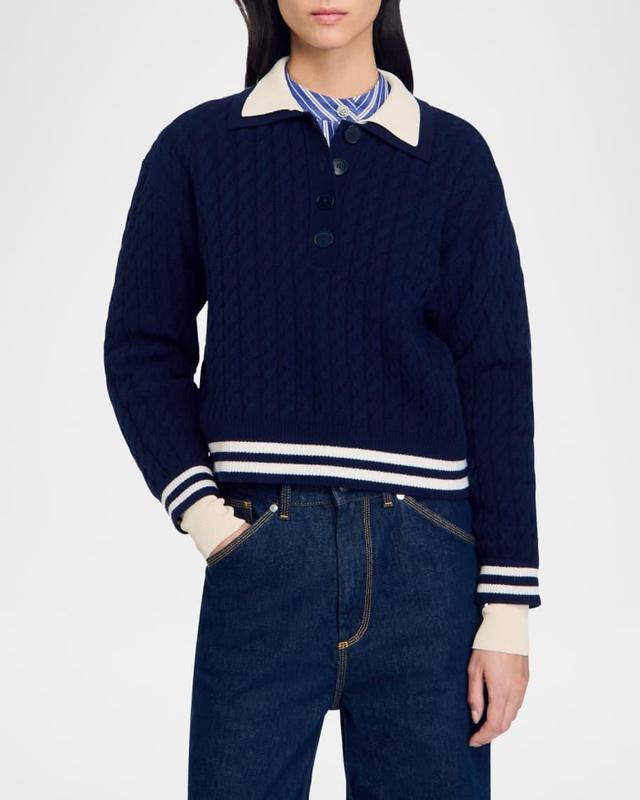 Fred Polo Cable Wool Cashmere Sweater Product Image