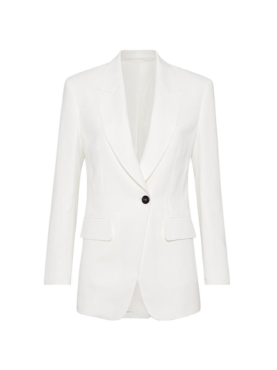 Womens Viscose And Linen Fluid Twill Blazer With Monili Product Image