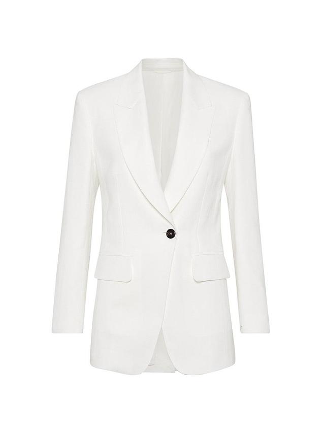 Womens Viscose & Linen Fluid Twill Blazer with Monili Product Image