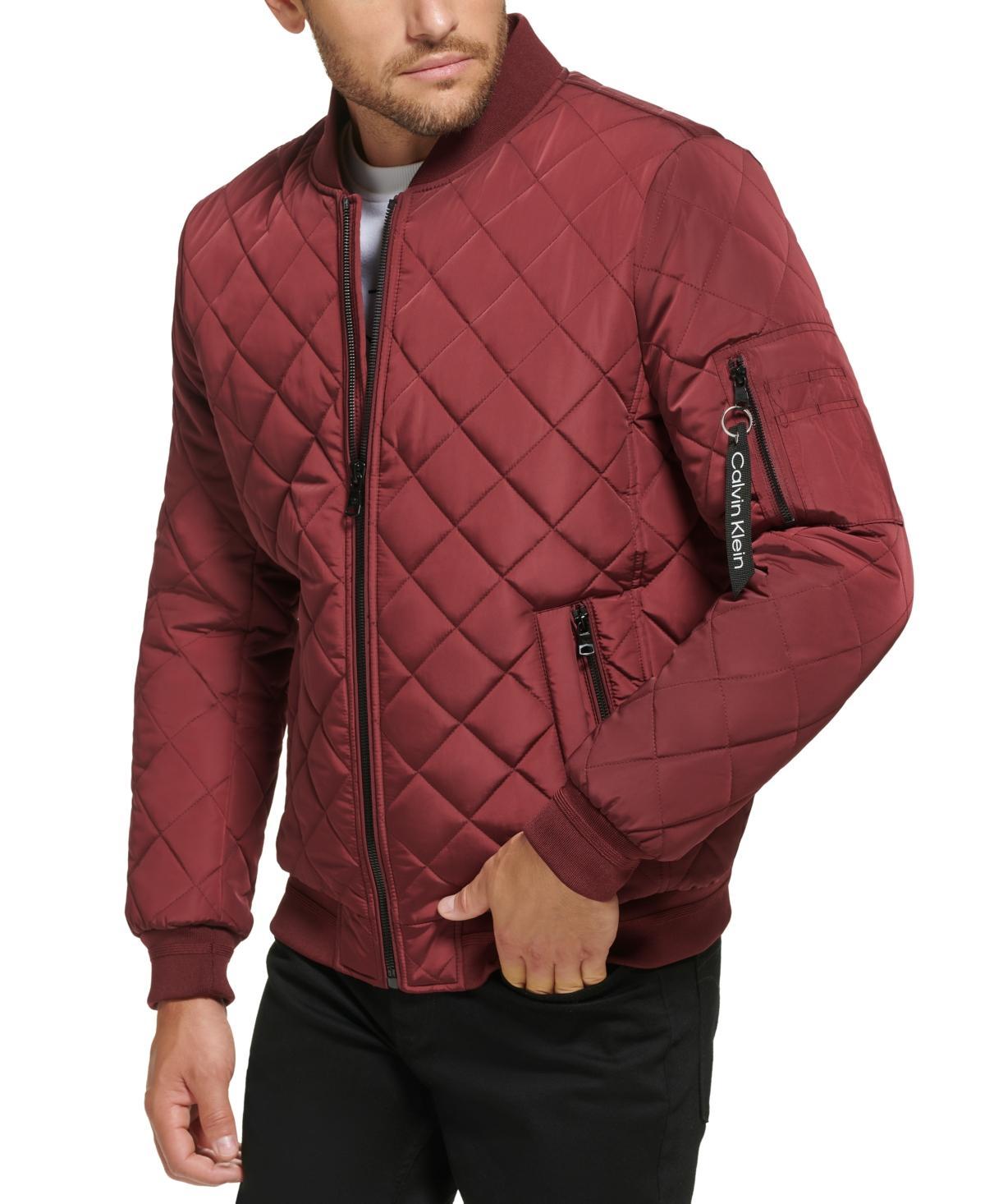 Calvin Klein Mens Quilted Baseball Jacket with Rib-Knit Trim Product Image