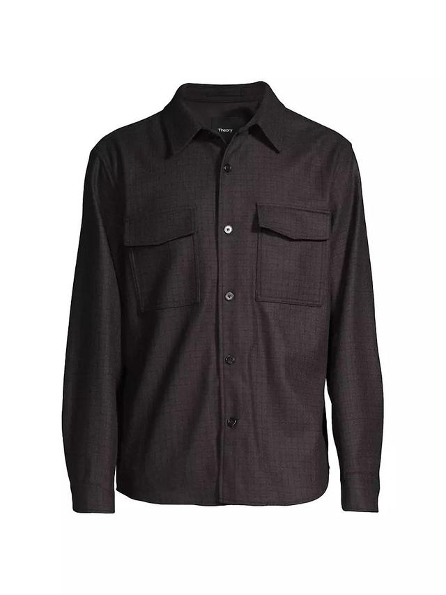 Mens Garvin Ansedonia Overcheck Wool-Blend Button-Front Shirt Product Image