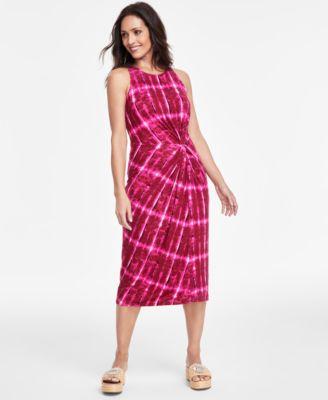 I.n.c. International Concepts Womens Printed Twist-Front Midi Dress, Created for Macys Product Image