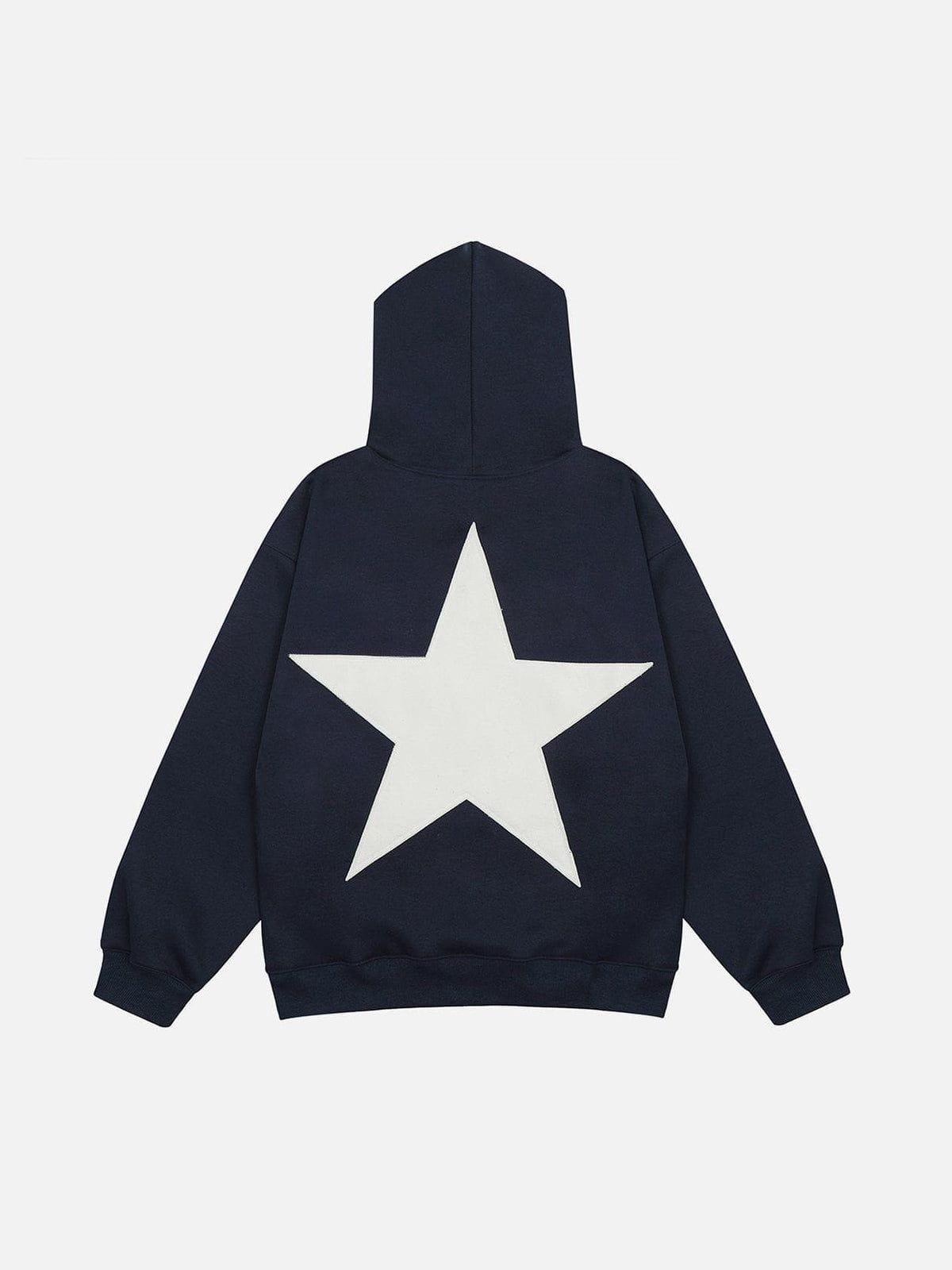 Star Print Color Contrast Hoodie Product Image