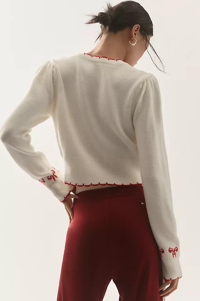 Maeve Embroidered Bow Cardigan Sweater Product Image