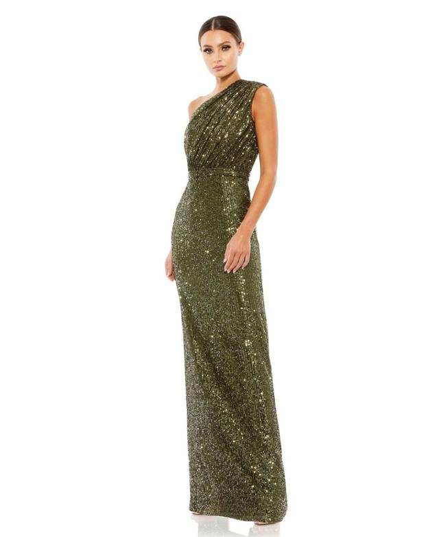 Mac Duggal Sequin One-Shoulder Column Gown Product Image