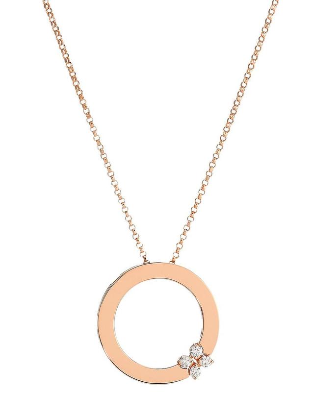 Womens Love In Verona 18K Rose Gold & Diamond Flower Circle Of Life Pendant Necklace Product Image