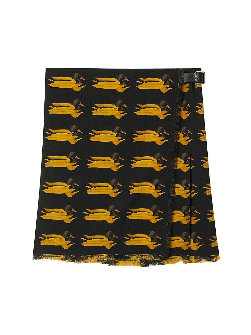 burberry Duck Print Pleated Wool Kilt Skirt Product Image