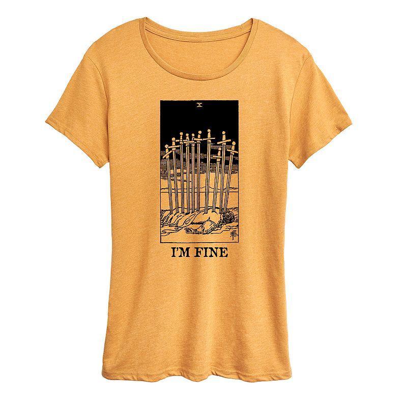 Womens Im Fine Tarot Graphic Tee Grey Yellow Product Image