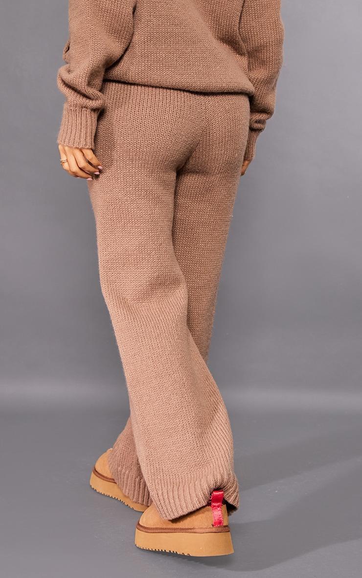 Petite Taupe Knitted Wide Leg Pants Product Image