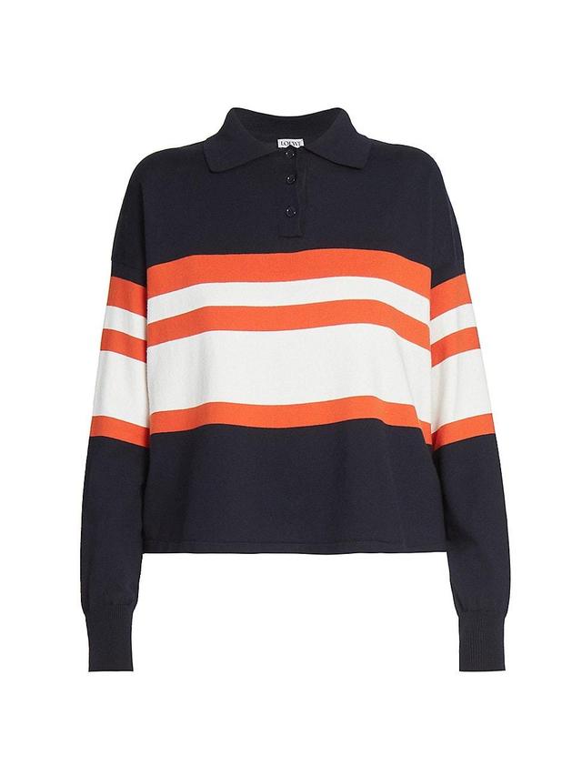 Womens Striped Cotton Polo Sweater Product Image