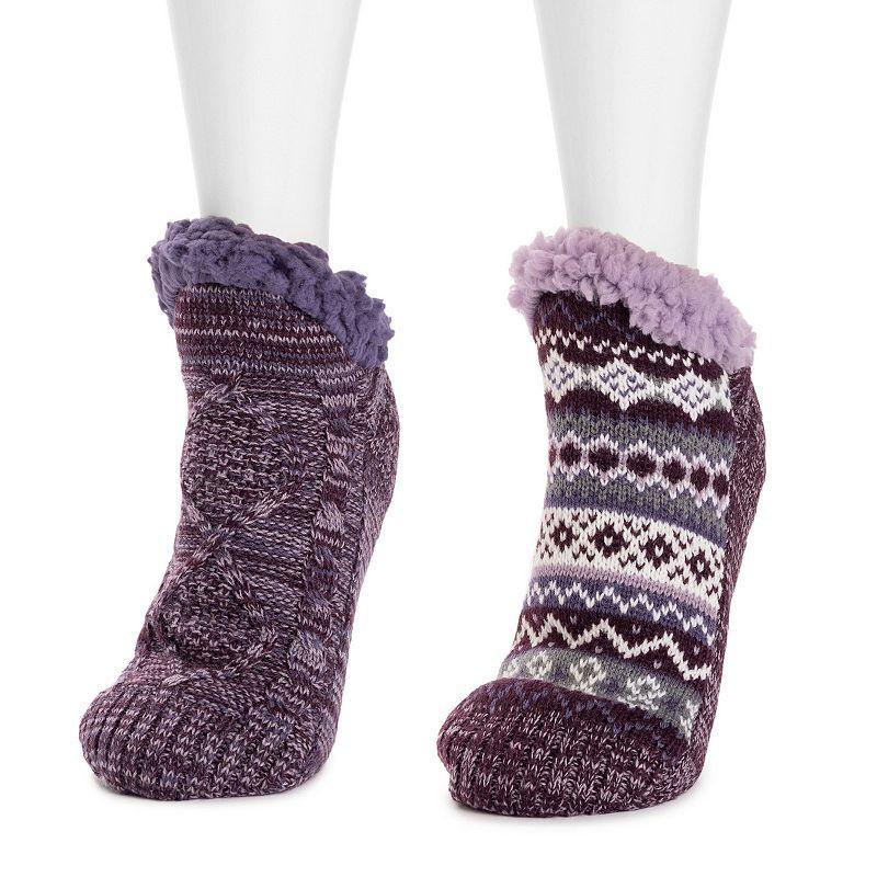 Womens MUK LUKS 2-Pack Short Cabin Socks Winter Purple Product Image