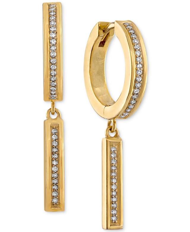 Esquire Mens Jewelry Diamond Bar Dangle Bar Hoop Earrings (1/5 ct. t.w.) in 14k Gold-Plated Sterling Silver, Created for Macys Product Image