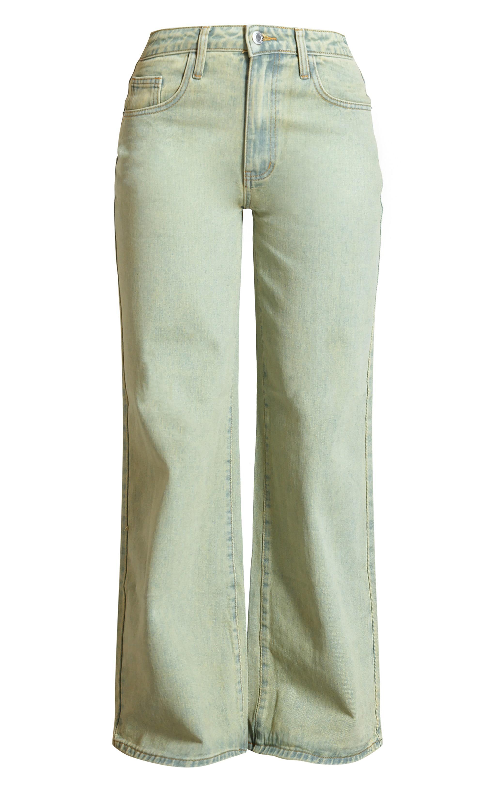 Vintage Wash Wide Leg Low Rise Jeans Product Image