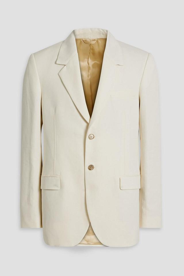 Cotton And Linen-blend Blazer In Ecru Product Image