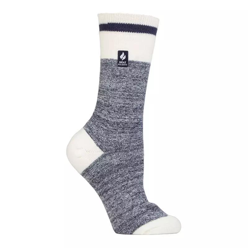 Womens Heat Holders Ultra Lite 3x Warmer Cream Block Twist Crew Socks Soft Blue Product Image