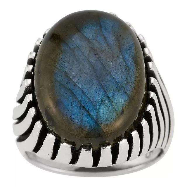 Menster Mens Sterling Silver Labradorite Signet Ring Product Image