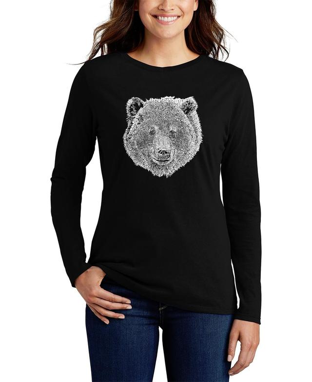 Womens Long Sleeve Word Art Bear Face T-shirt Product Image