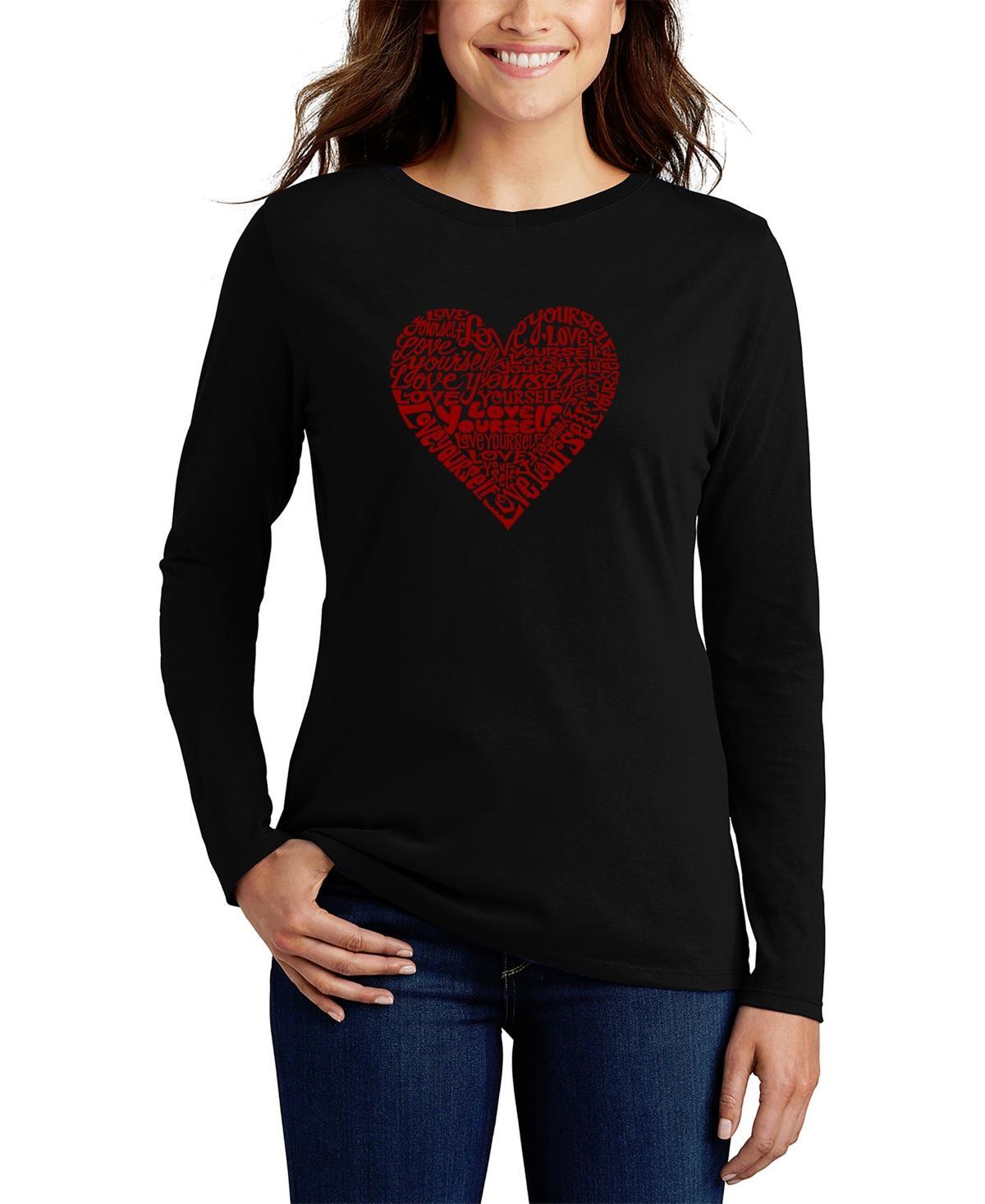 La Pop Art Womens Love Yourself Word Art Long Sleeve T-shirt Product Image