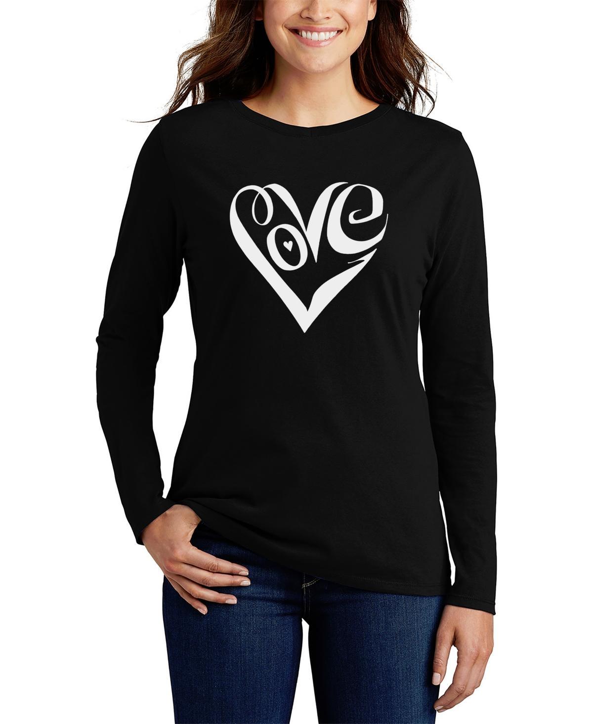 Womens Long Sleeve Word Art Script Love Heart T-shirt Product Image