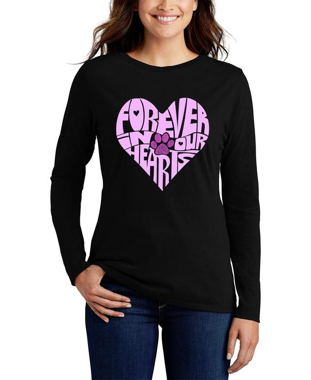 La Pop Art Womens Word Art Forever In Our Hearts Long Sleeve T-Shirt Product Image