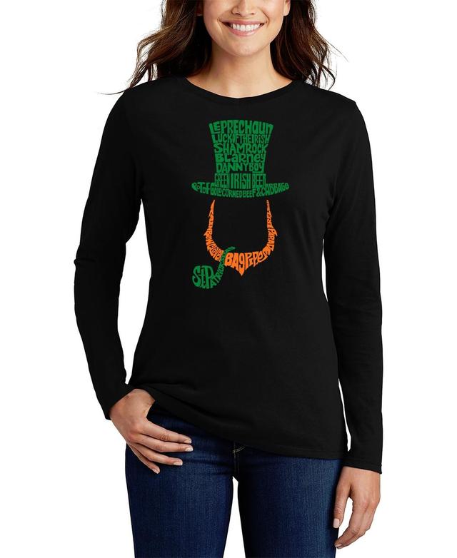 La Pop Art Womens Leprechaun Word Art Long Sleeve T-shirt Product Image