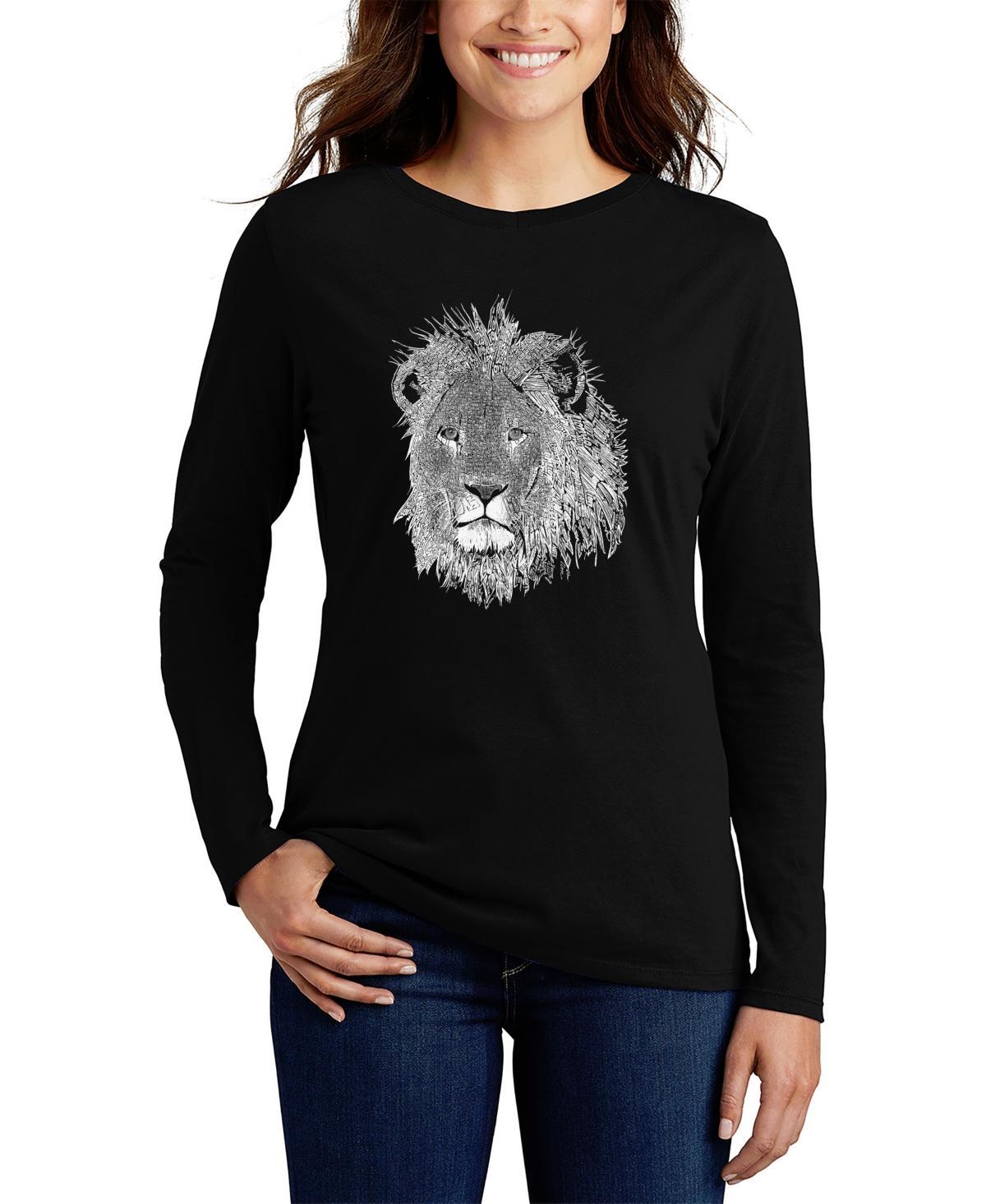 Womens Long Sleeve Word Art Lion T-shirt Product Image