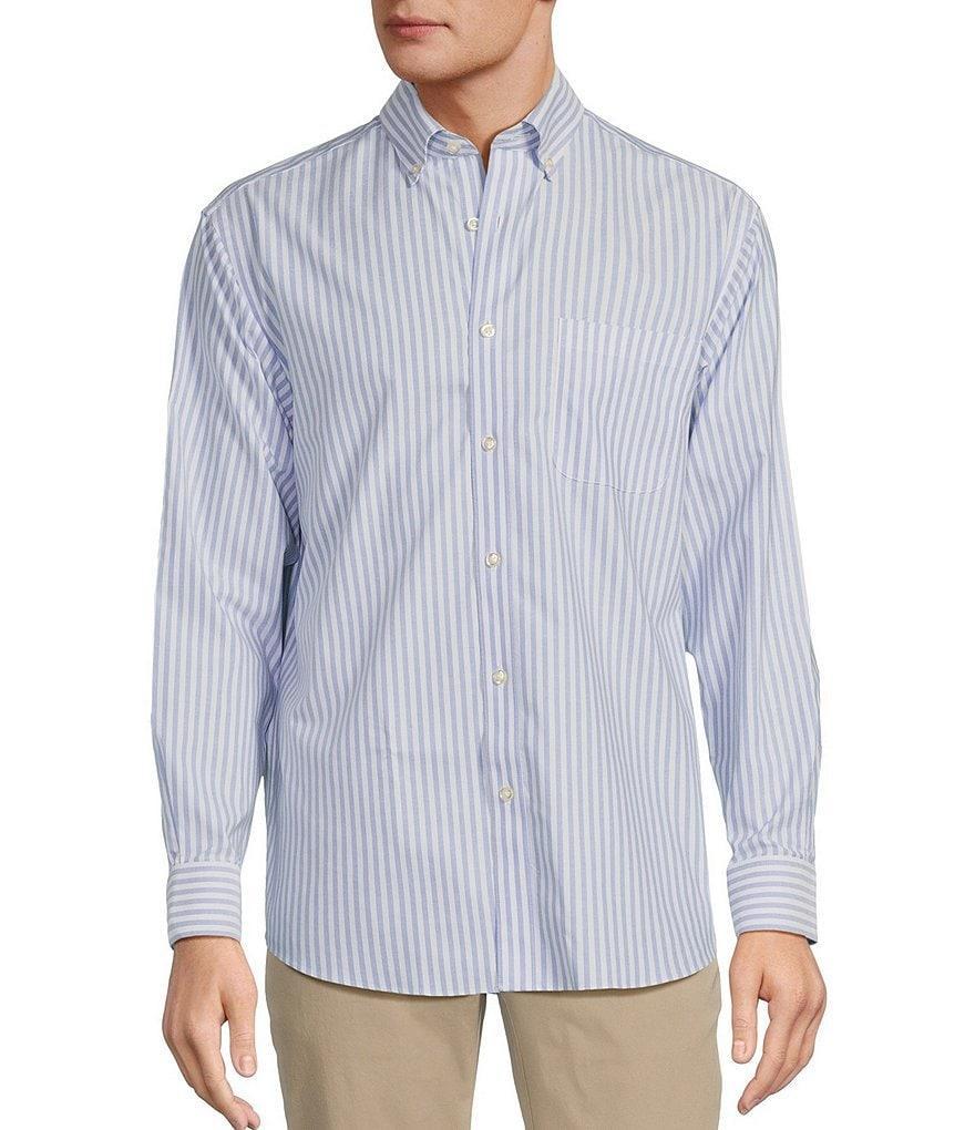 Gold Label Roundtree & Yorke Non-Iron Long Sleeve Vertical Stripe Oxford Sport Shirt Product Image