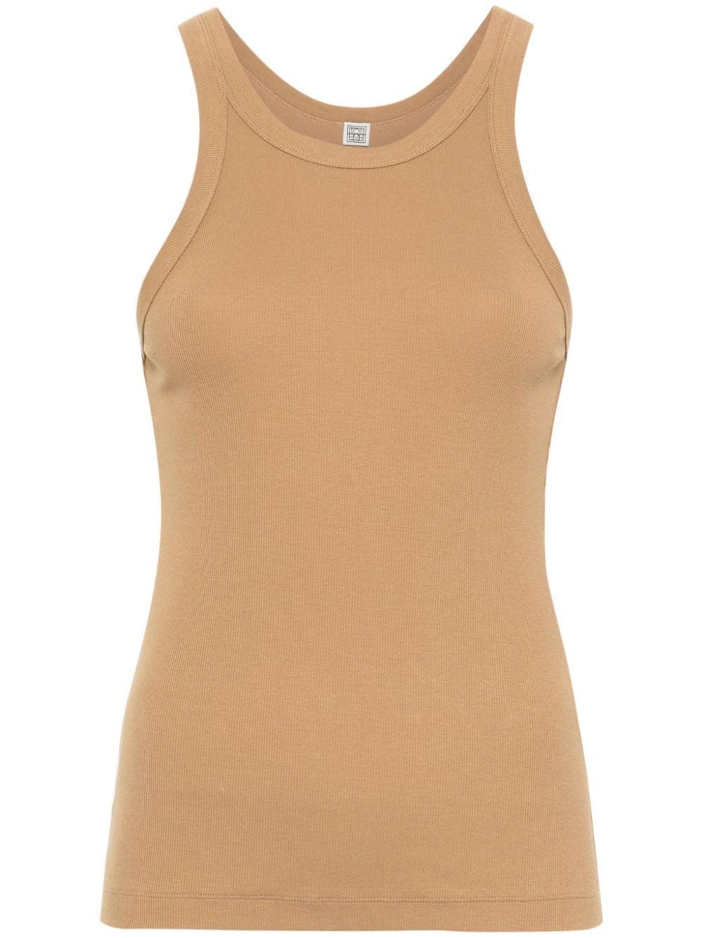 Tan Curved Rib Tank Top In Camel Product Image