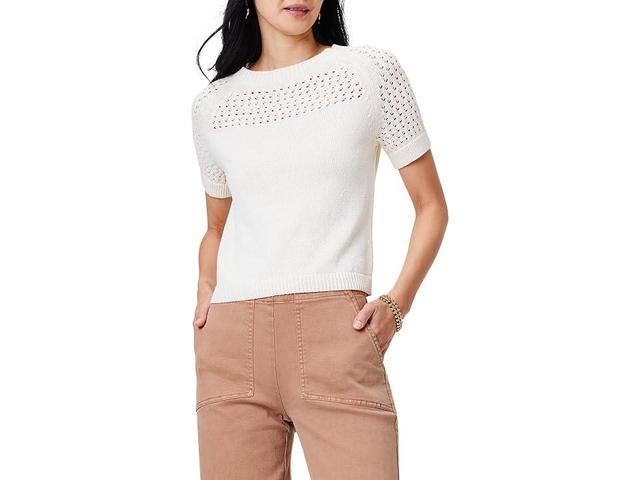 NIC+ZOE Placed Crochet Sweater Tee (Classic Cream) Women's Sweater Product Image