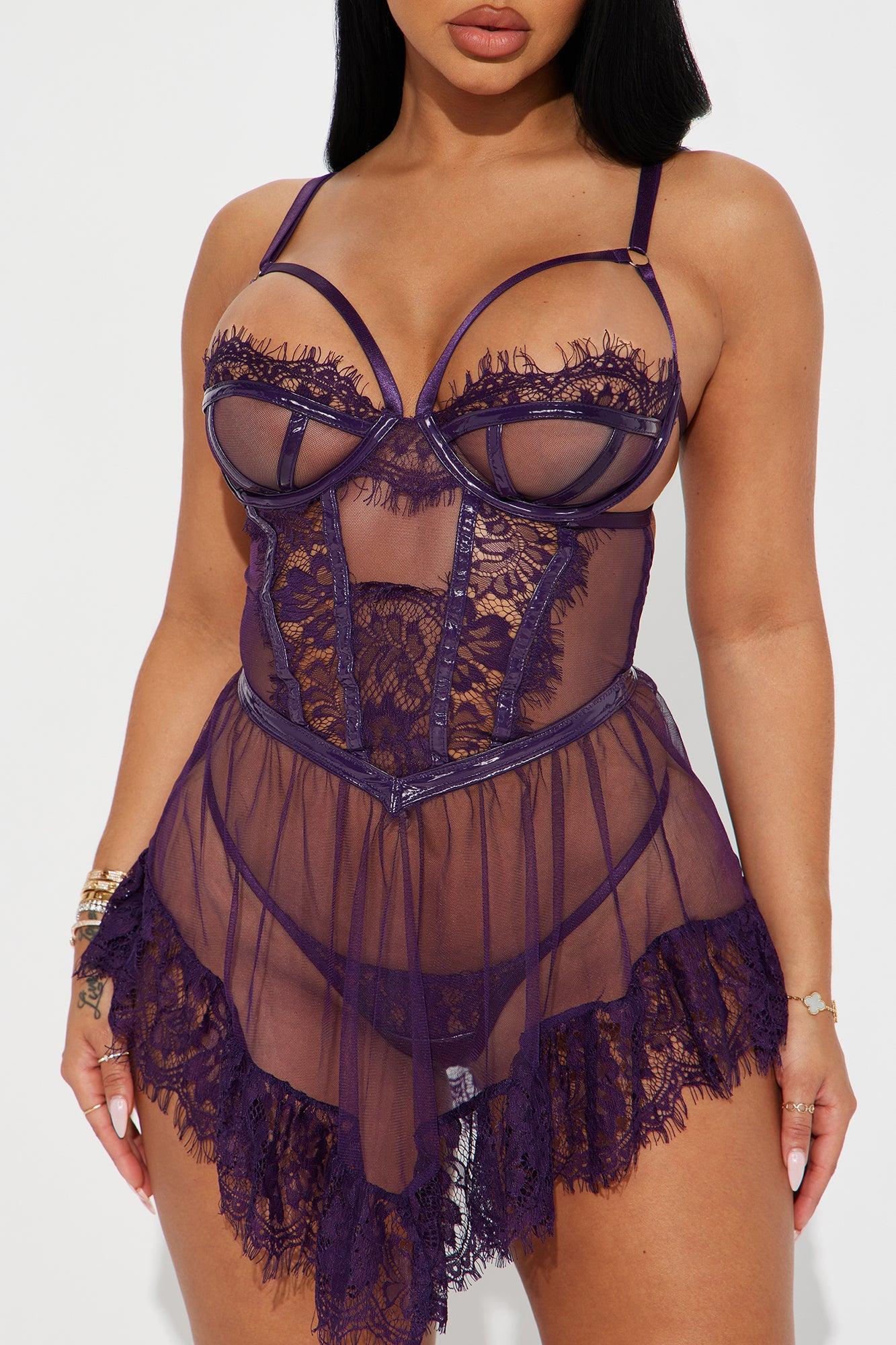 Read My Lips Lace Babydoll - Purple Product Image