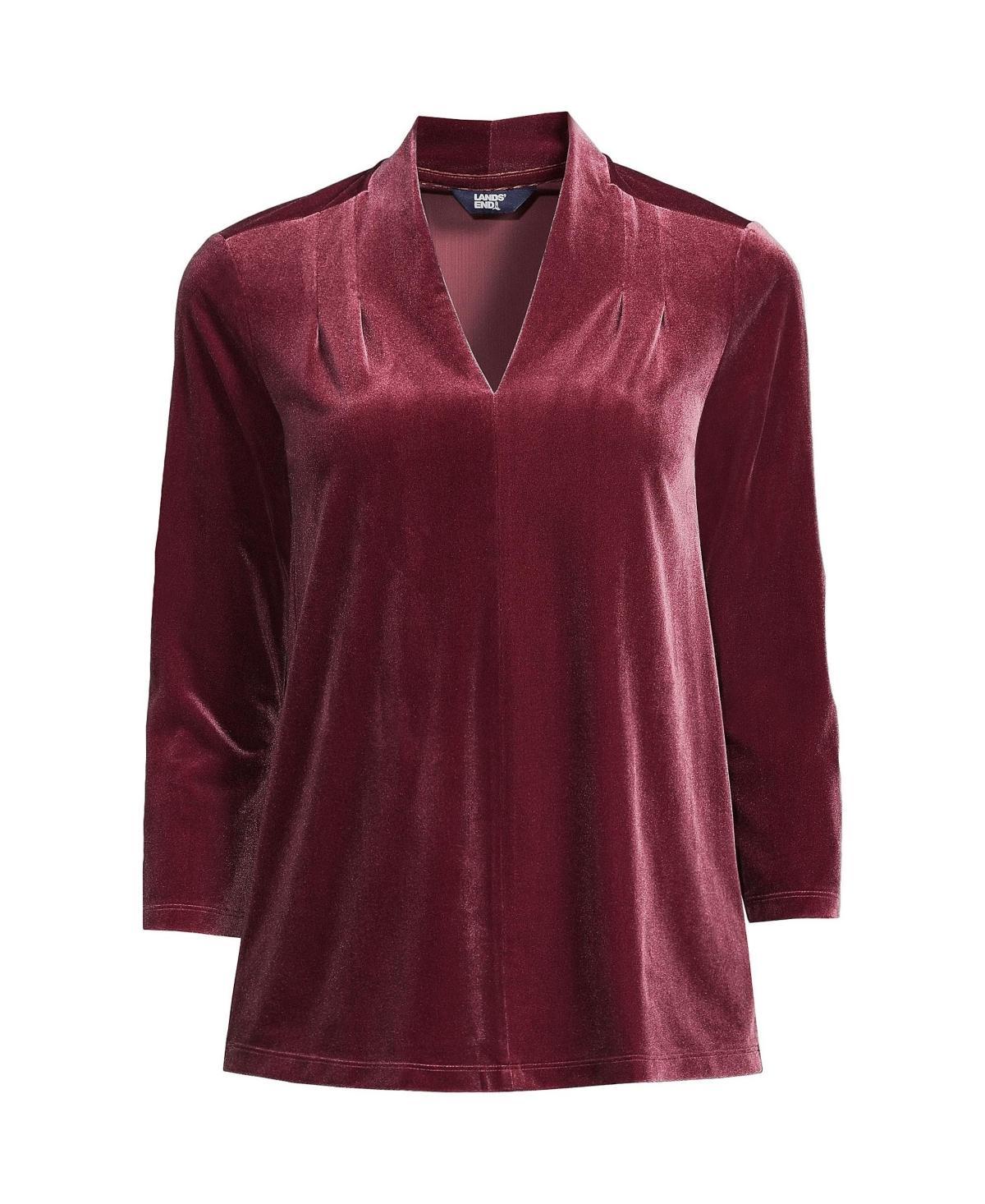 Lands End Womens Plus Size 3/4 Sleeve Velvet Top Product Image