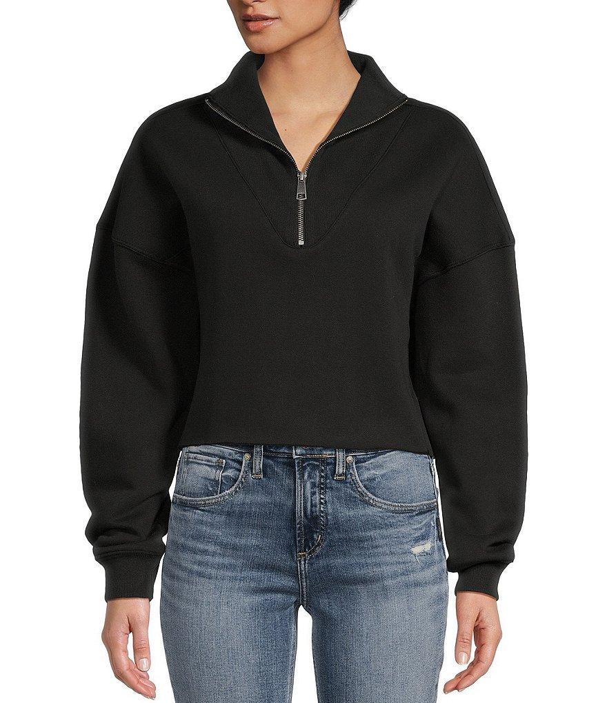 Miss Chievous Long Sleeve Washed Fleece Quarter Zip Pullover Top Product Image