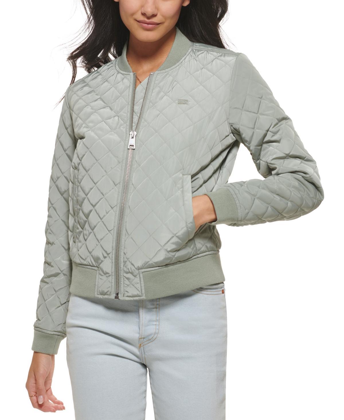 Womens Levis Diamond Quilted Bomber Jacket Lt Beige Product Image