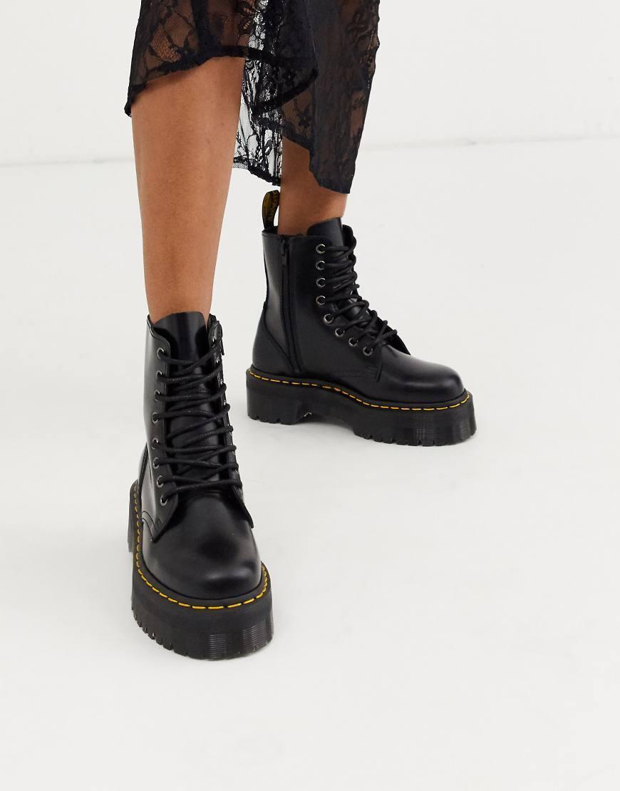 Dr Martens Jadon 8-Eye smooth leather platform boots-Black Product Image