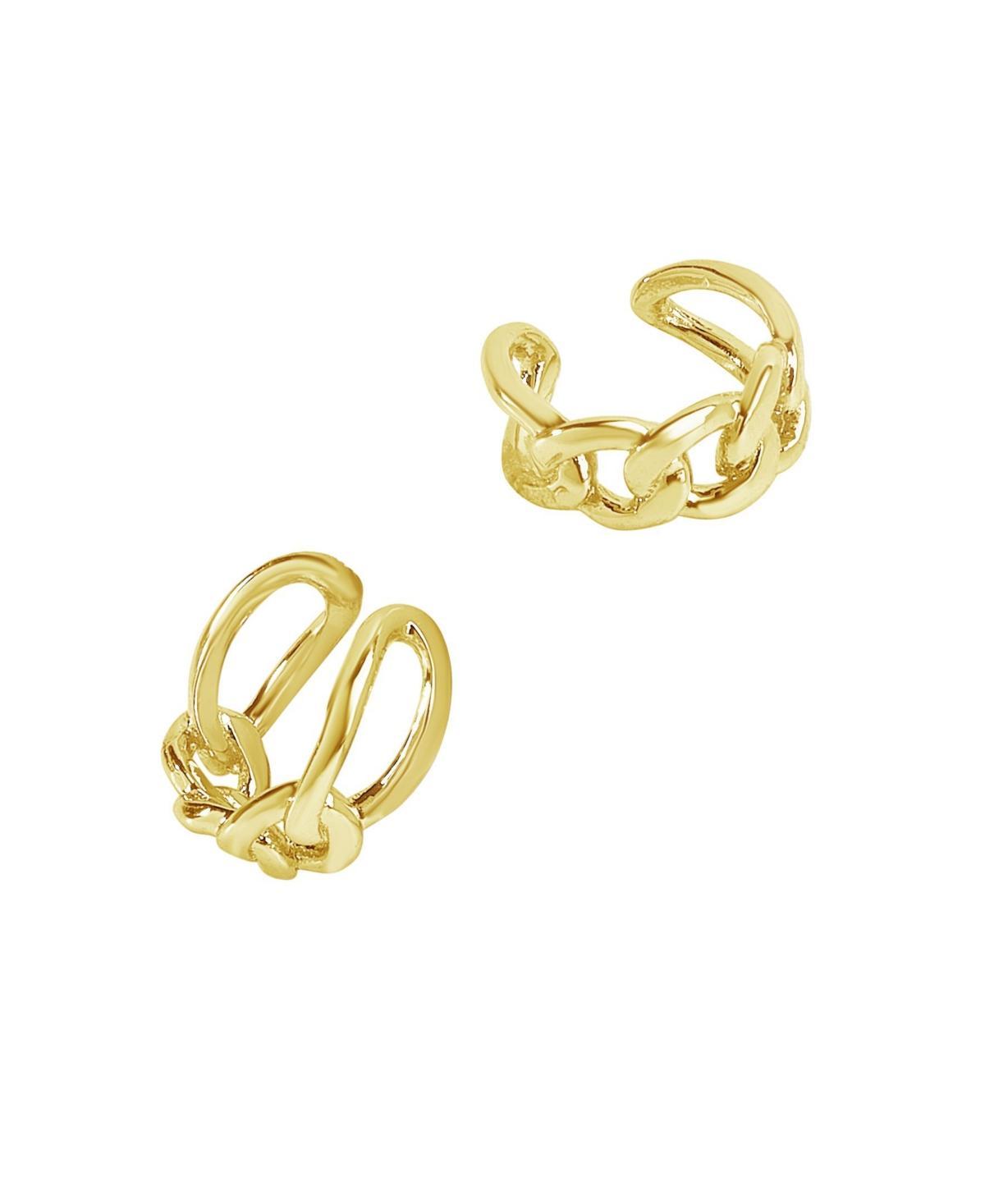 Womens Figaro 14K Gold Plated Chain Ear Cuff Earrings Product Image