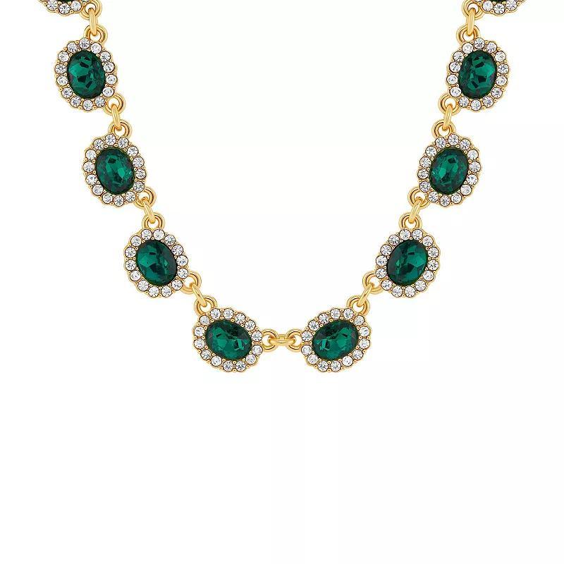 Emberly Gold Tone Green & Clear Crystal Vintage Collar Necklace, Womens Yellow Gold Tone Green Product Image