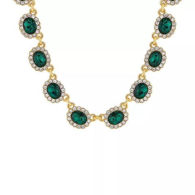 Emberly Gold Tone Green & Clear Crystal Vintage Collar Necklace, Womens Yellow Gold Tone Green Product Image